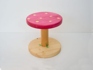 Hocker "bunter Fliegenpilz" rosa/gelb